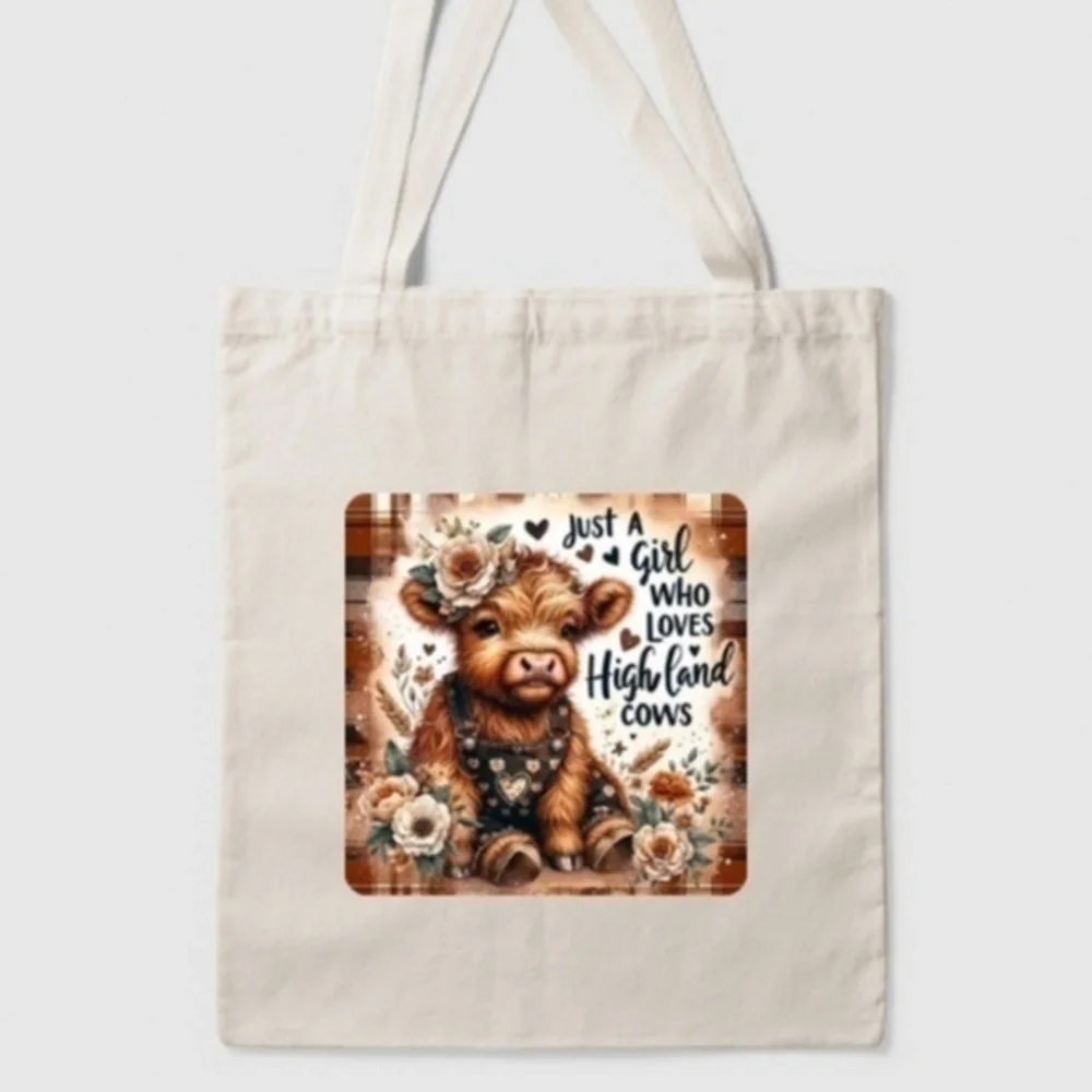 Handmade Highland Cow Tote Bag